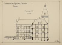 217256 Doorsnede van het Ooglijdersgasthuis (F.C. Dondersstraat 49) te Utrecht.N.B. Het adres F.C. Dondersstraat 49 is ...